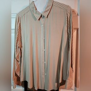 Brown and white button-up blouse